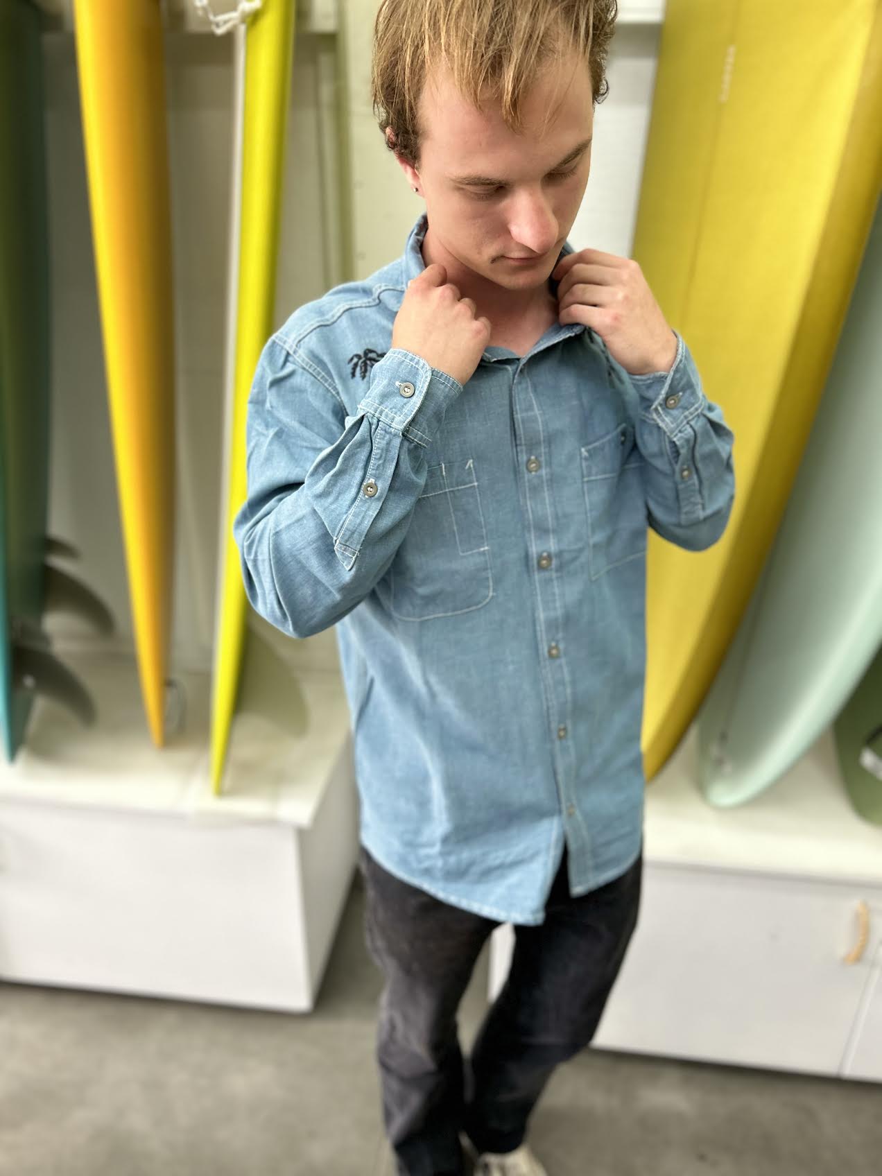LS Shop Shirt - Light Indigo- PALM TREE
