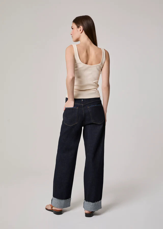Francis - high rise cuffed slouchy wide straight jeans