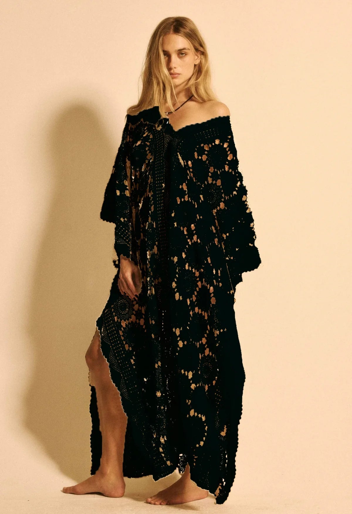 Del Sol Mykonos Kaftan Black O/S