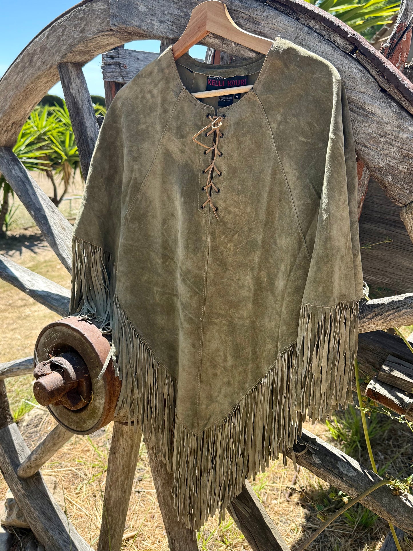 Vintage Suede Pancho w/ Fringe