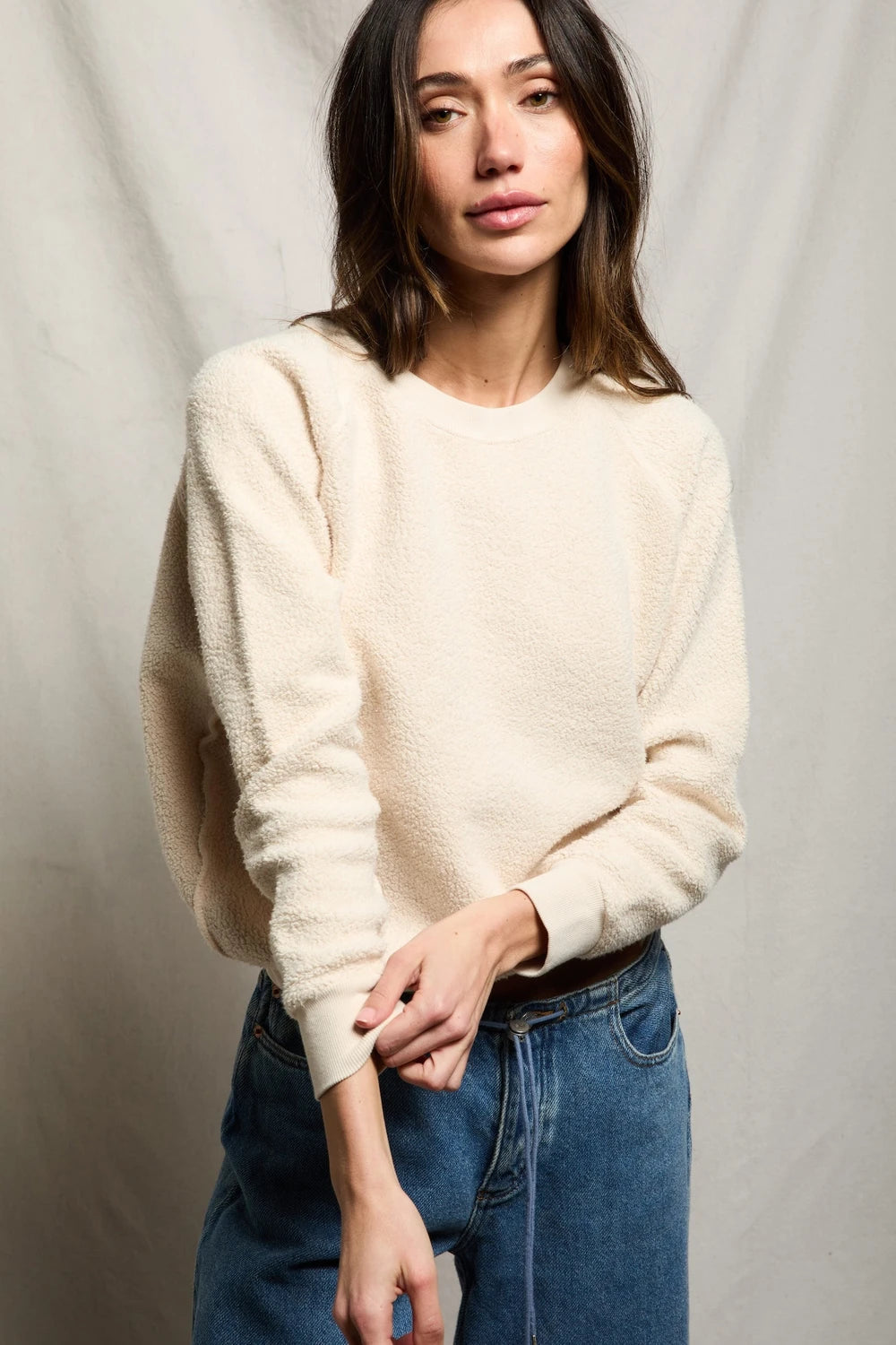Ziggy inside out cotton fleece shrunken crew
