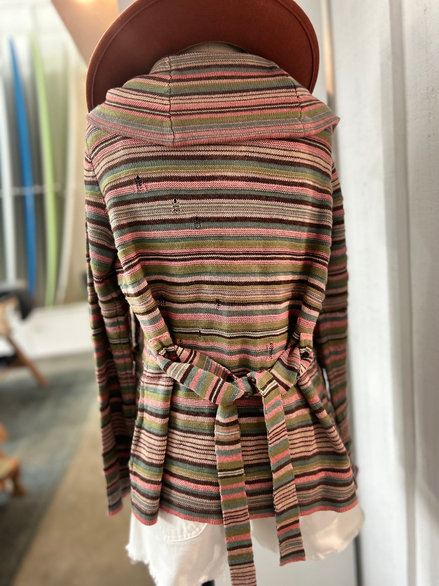 Striped Linen-Blend Cardigan