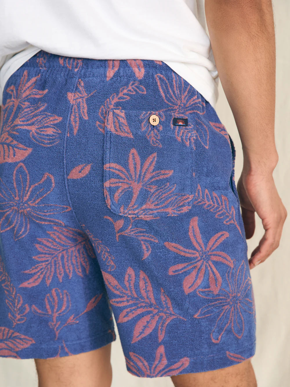 Cabana Towel Terry Sweatshort- Twilight Coral Floral