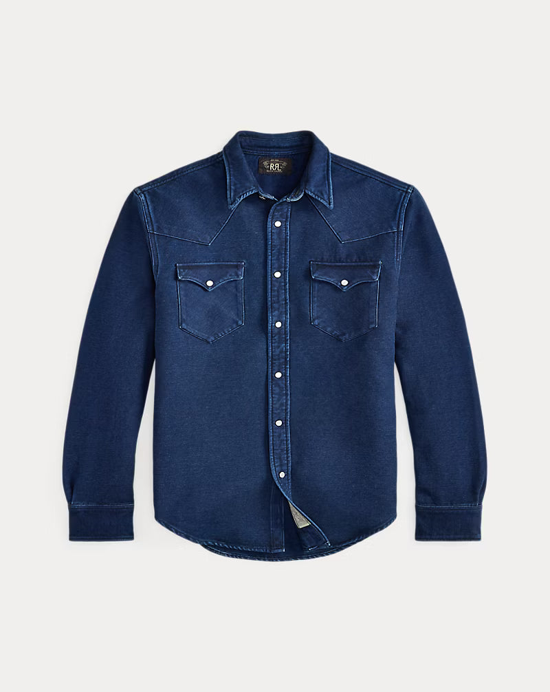 Slim Fit Indigo Chamois Western Shirt