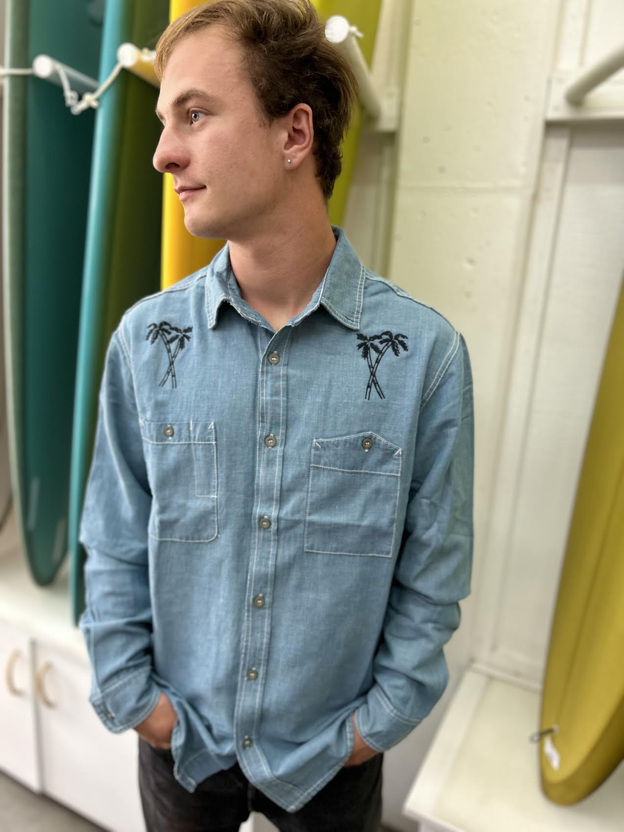 LS Shop Shirt - Light Indigo- PALM TREE
