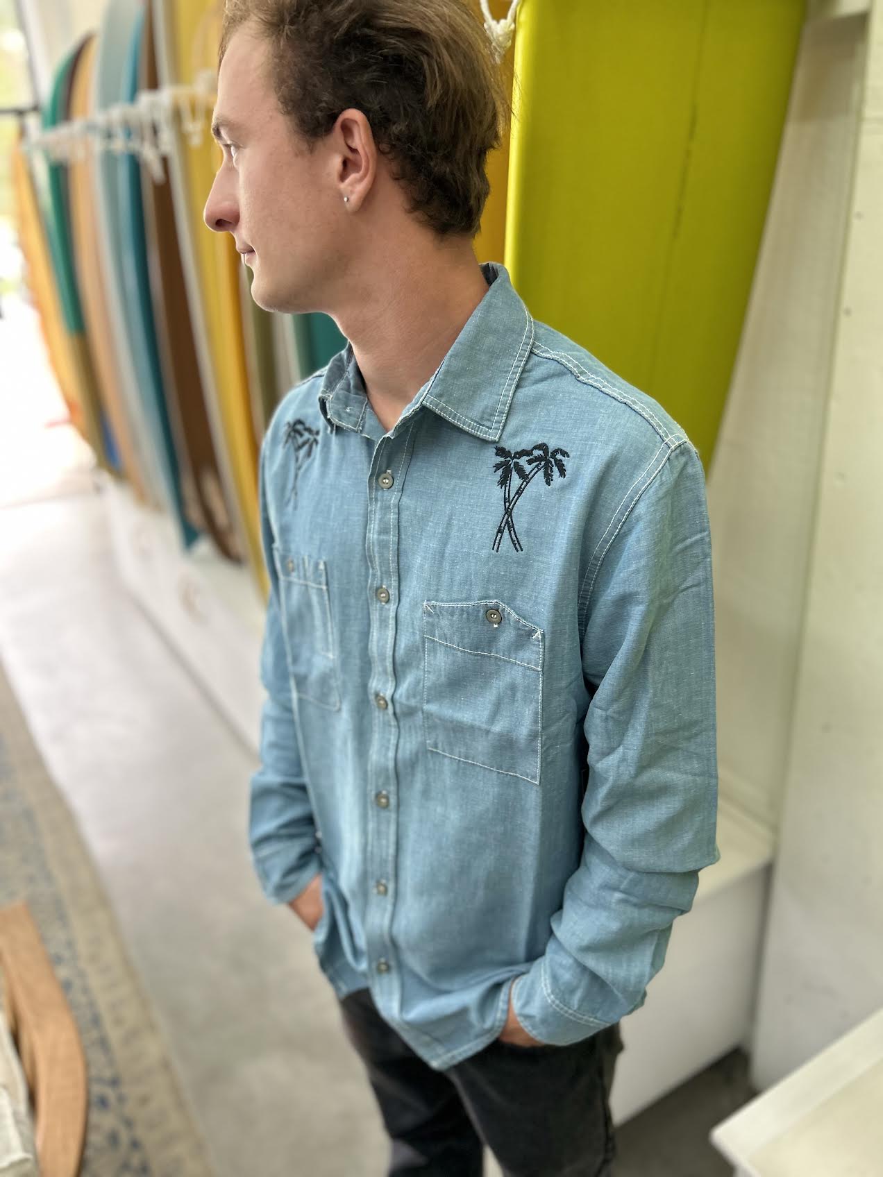 LS Shop Shirt - Light Indigo- PALM TREE
