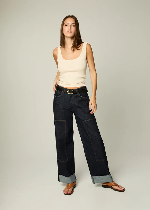 Francis - high rise cuffed slouchy wide straight jeans