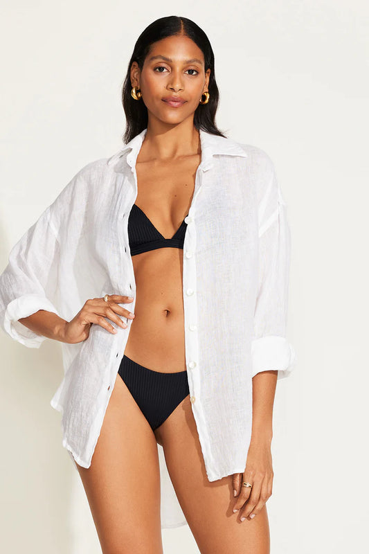 Vitamin A Playa linen Boyfriend Shirt Echo Linen
