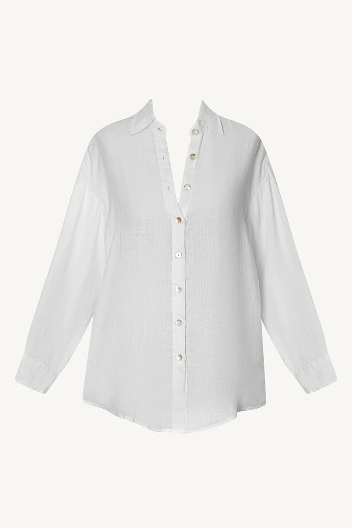 Vitamin A Playa linen Boyfriend Shirt Echo Linen