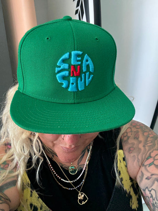 Sea N Soul - Embroidered Felt Snap Back (Green)