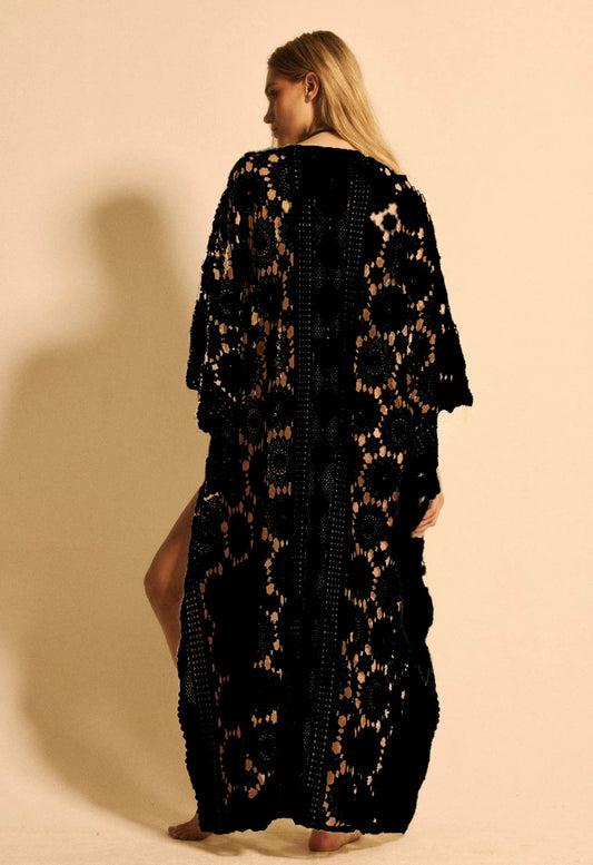 Del Sol Mykonos Kaftan Black O/S