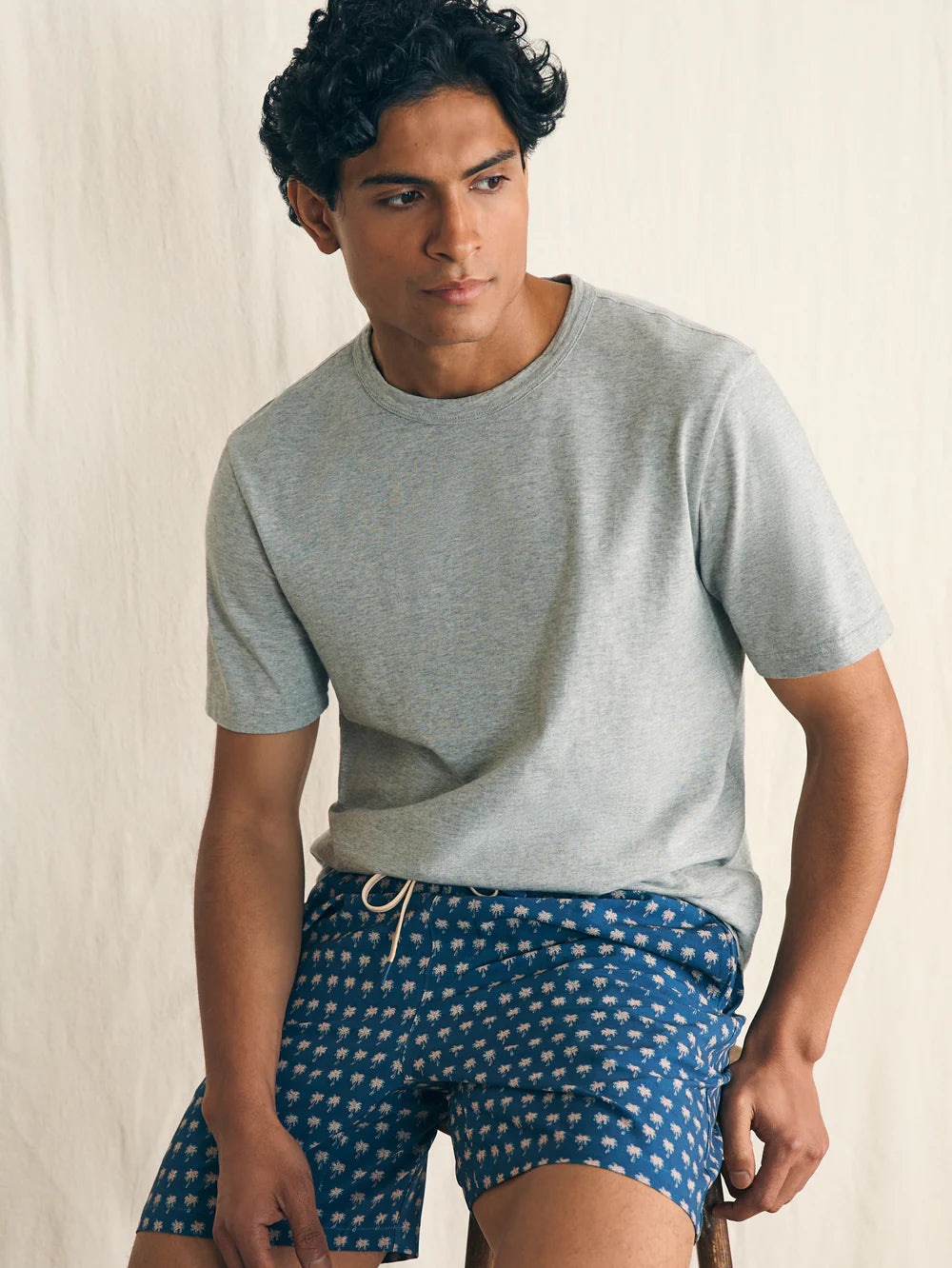 Shorelite Active Short (7" Inseam)-Navy Block Palm