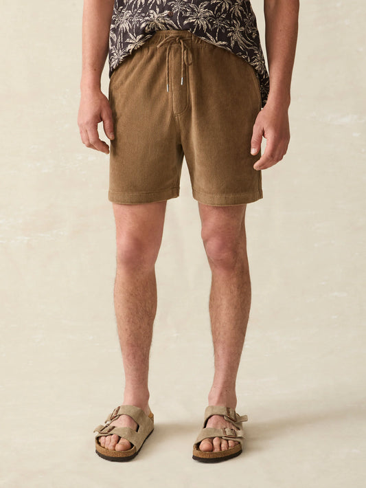 Faherty Essential Knit Italian Cord Shorts - Spring Umber
