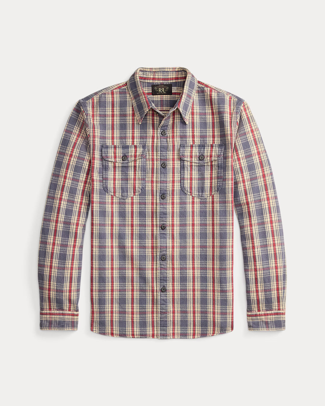 RRL Plaid Twill Workshirt Multi Blue