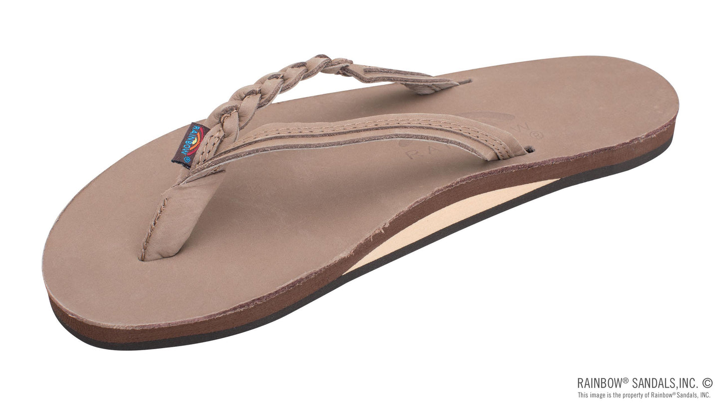 Rainbow Flirty Braidy - Single Layer Premier Leather 1/2" Narrow Strap with Braid