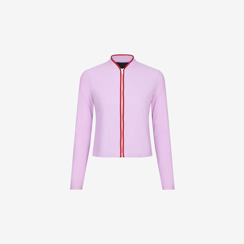 Rash Guard With Zip - Lilac/Red