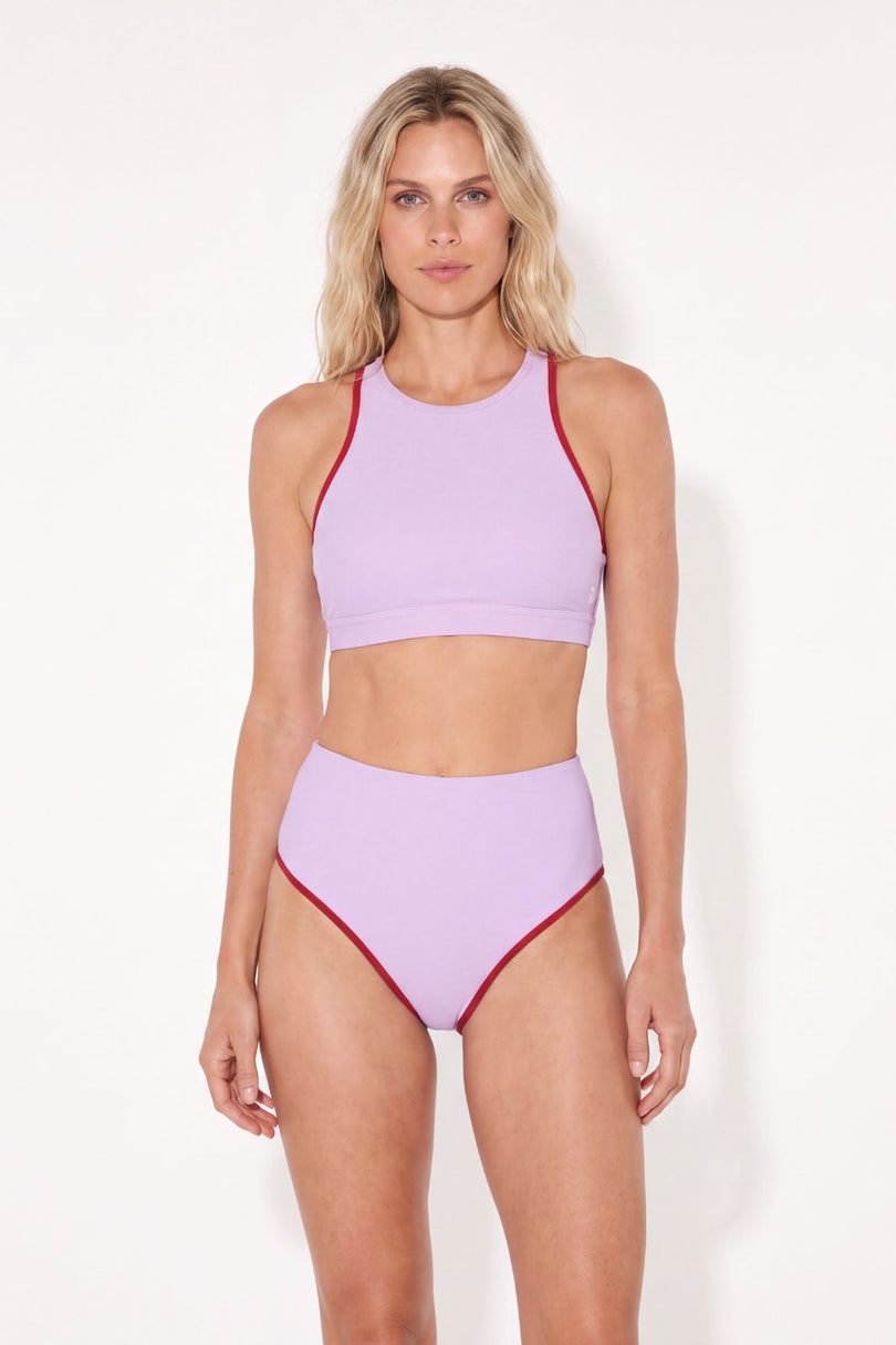 Bikini Bottom High Waist ― Lilac / Red