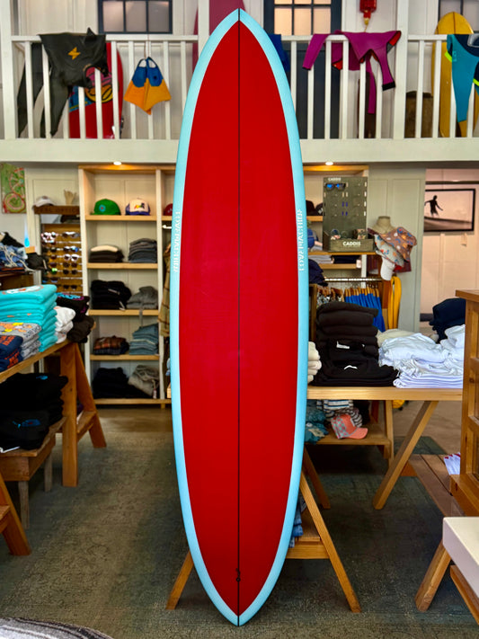 Love Machine Surfboards 7'10 Thick Lizzy Mid Length Red/Blue