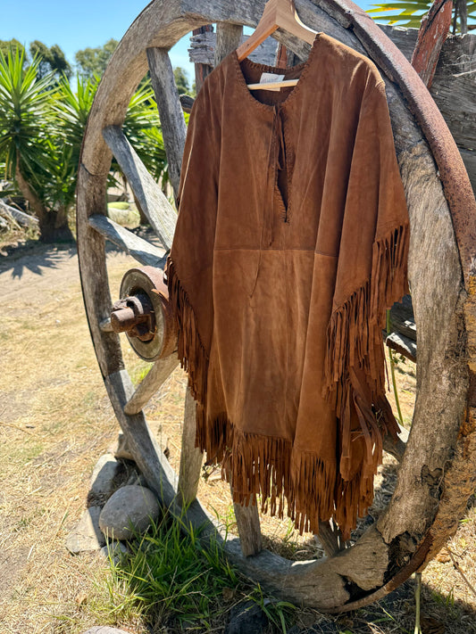 Vintage Goat Suede Pancho w/ Fringe