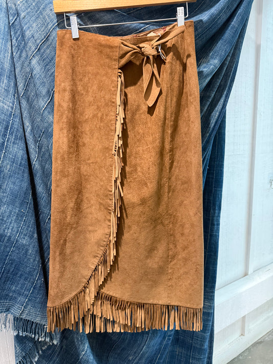 Vintage Leather Wrap Skirt - Small