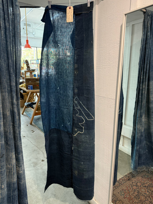Vintage Japanese Kimono Fabric Indigo w/ Hand Stitching