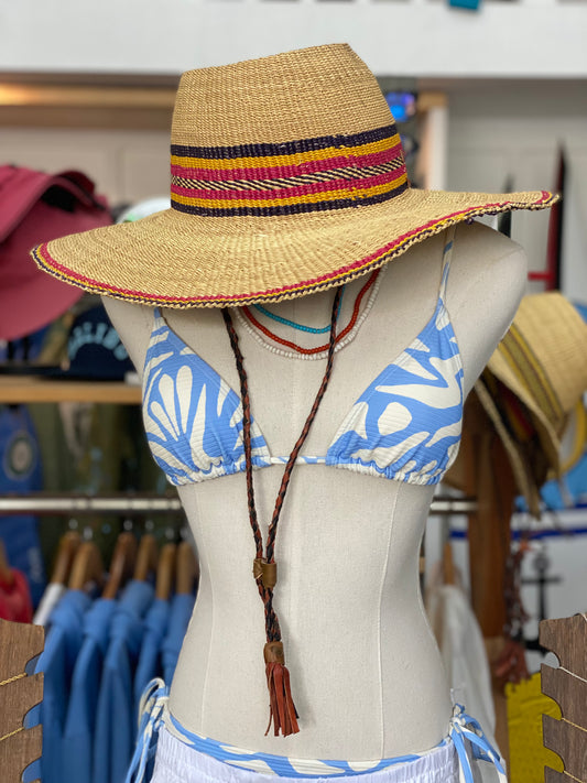 Hat with leather strap