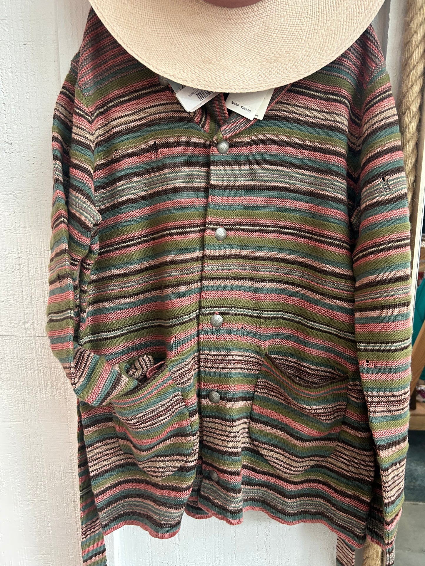 Striped Linen-Blend Cardigan