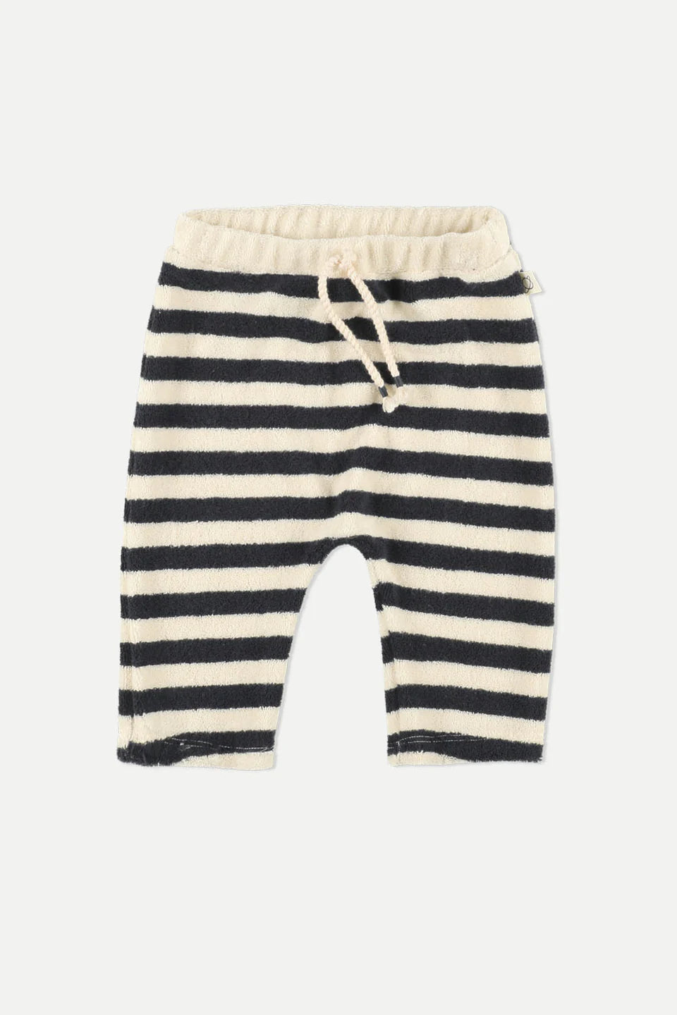 ORGANIC TOWELING STRIPES BABY PANTS-NAVY