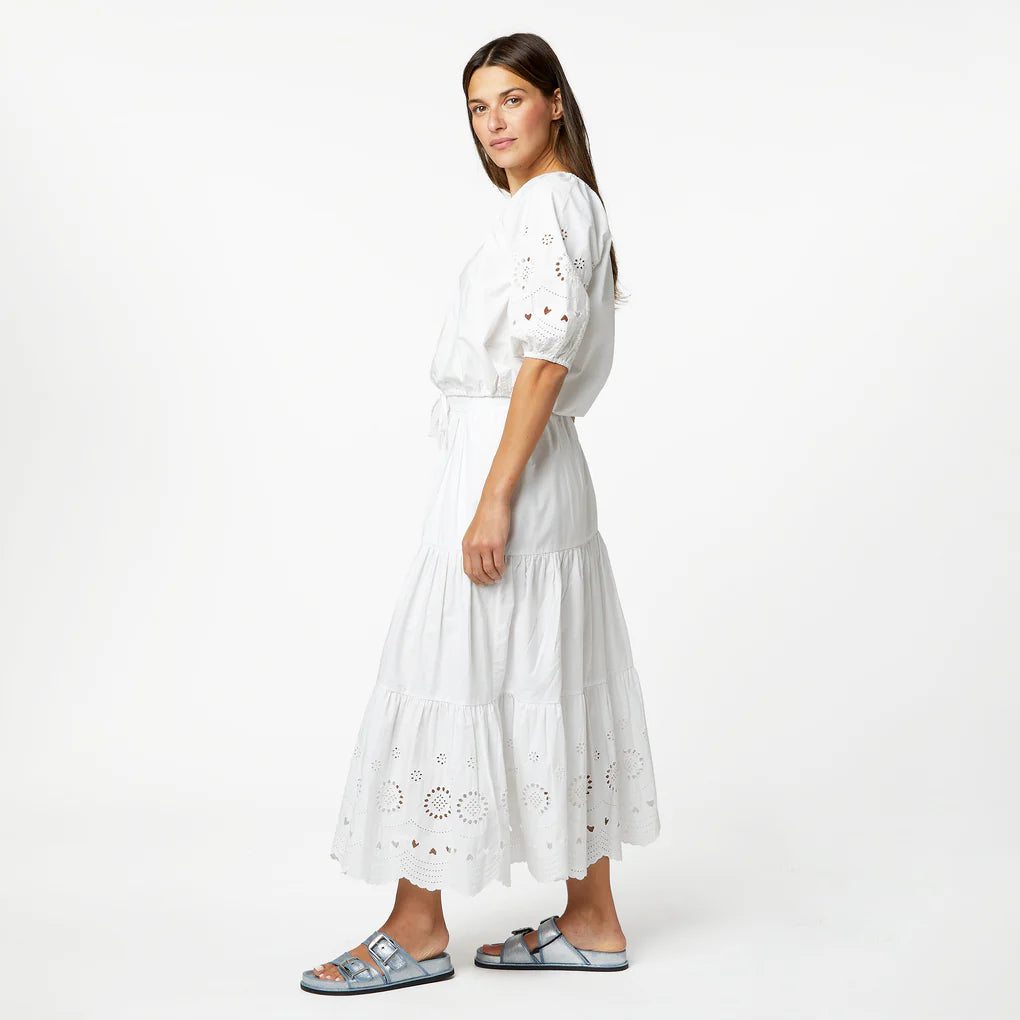 Lizzie Eyelet Blouse-WHITE
