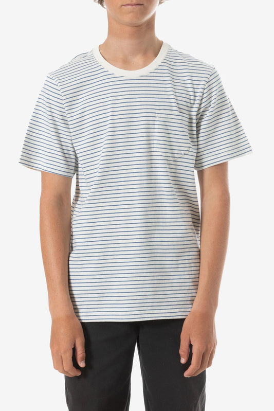 BOYS FINLEY POCKET TEE WHITE/BLUE