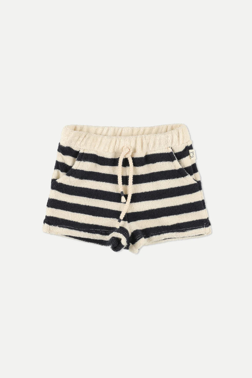 ORGANIC TOWELING STRIPES BABY PANTS-NAVY