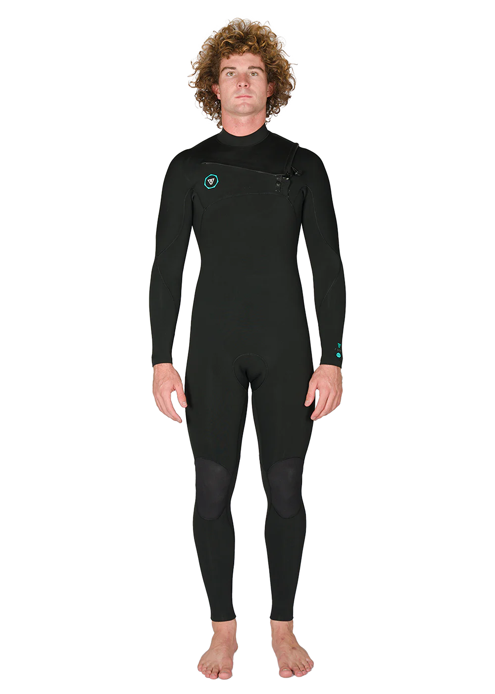 7 SEAS 3-2 FULL CHEST ZIP WETSUIT - BLACK WITH JADE LOGOS