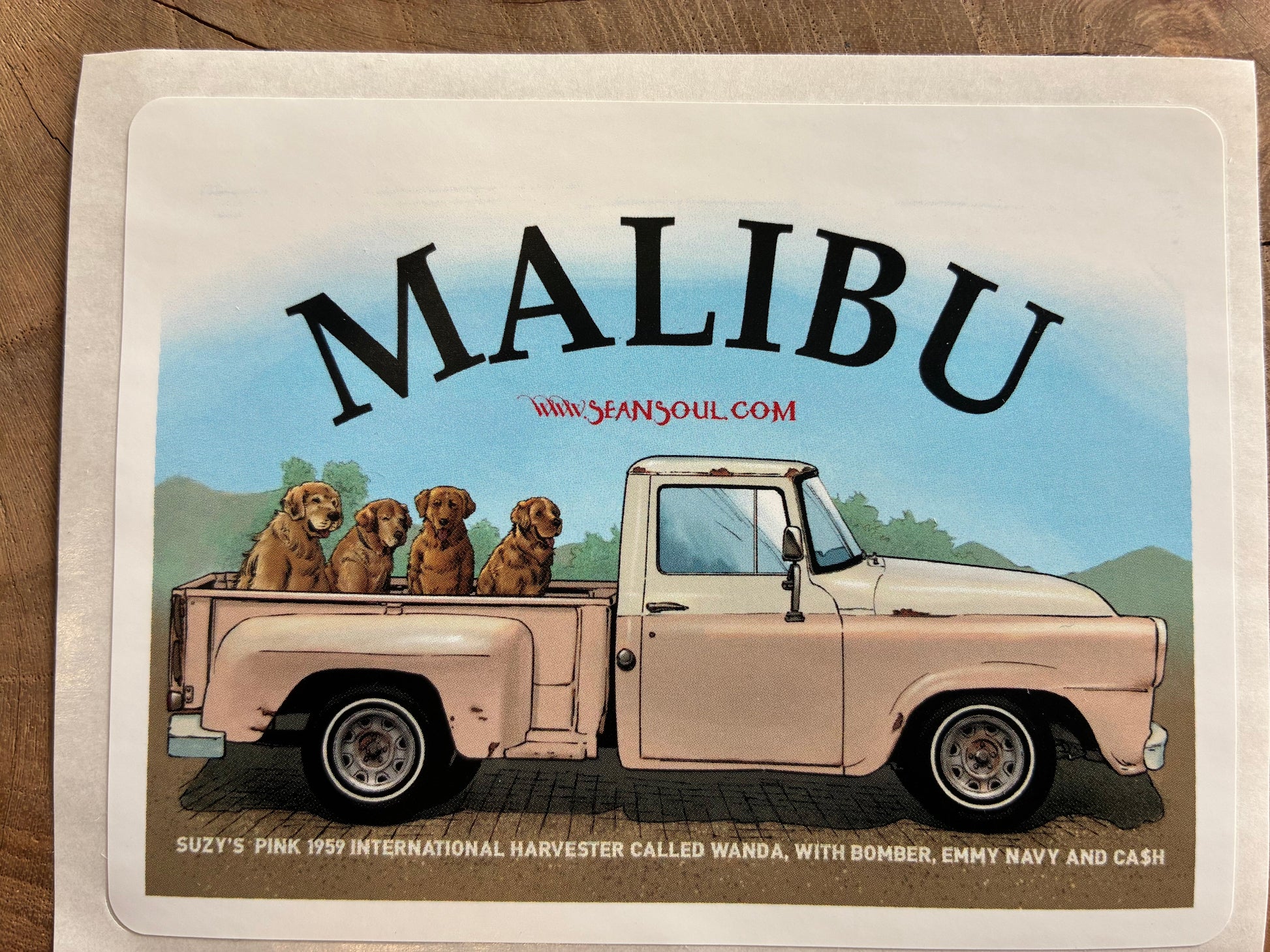Malibu Surf Sticker, Malibu Old Truck with Dogs