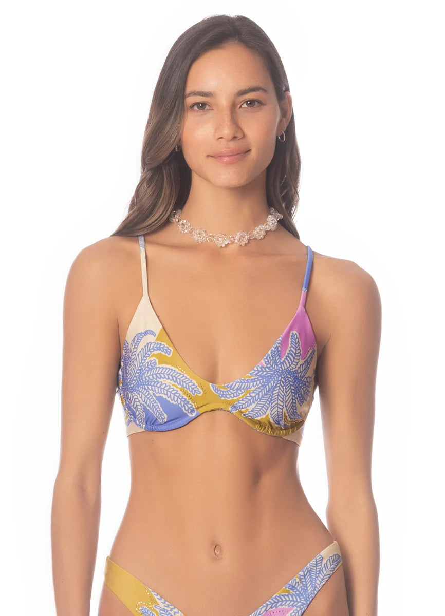 Periwinkle Palms Irene Unmolded Underwire Bikini Top