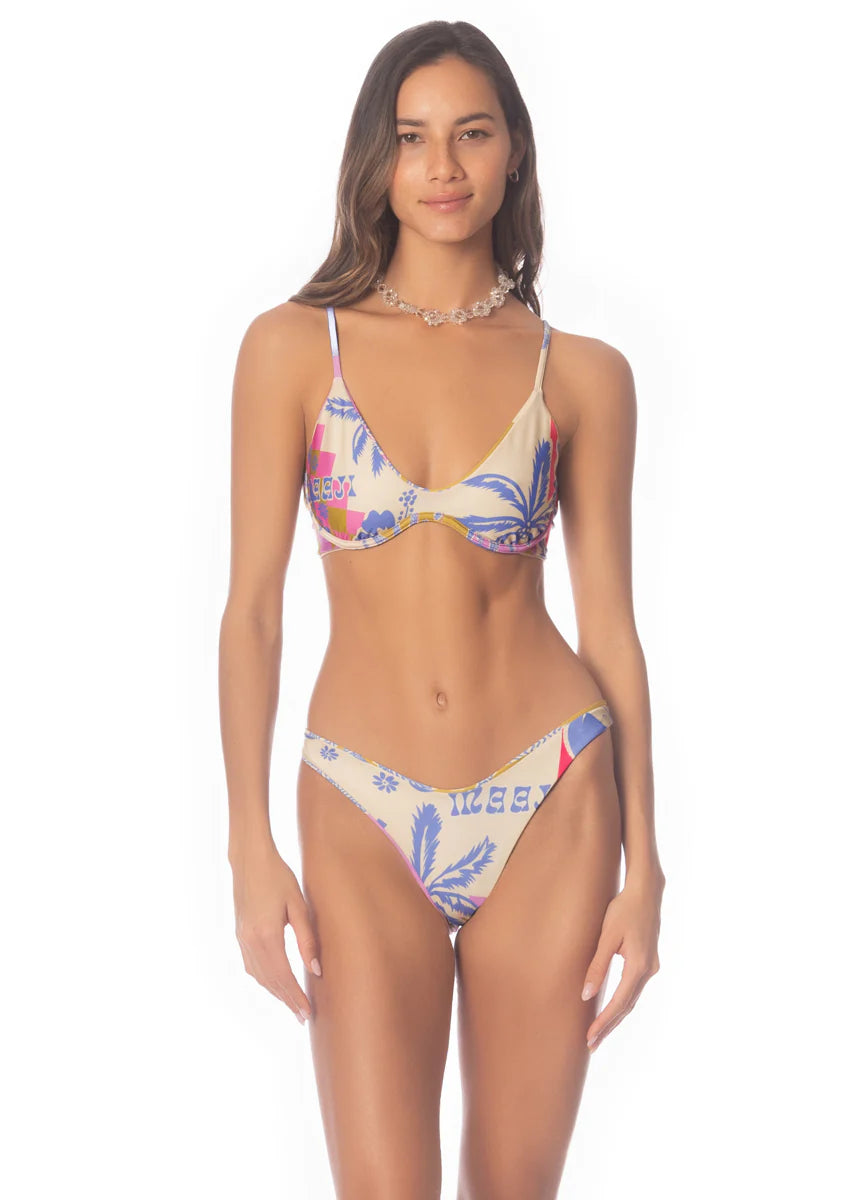 Periwinkle Palms Splendour Regular Rise Thin Side Bikini Bottom