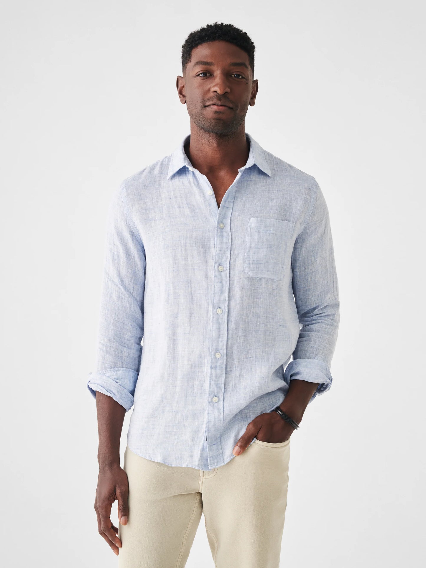 Laguna Linen Shirt-Light Blue Melange