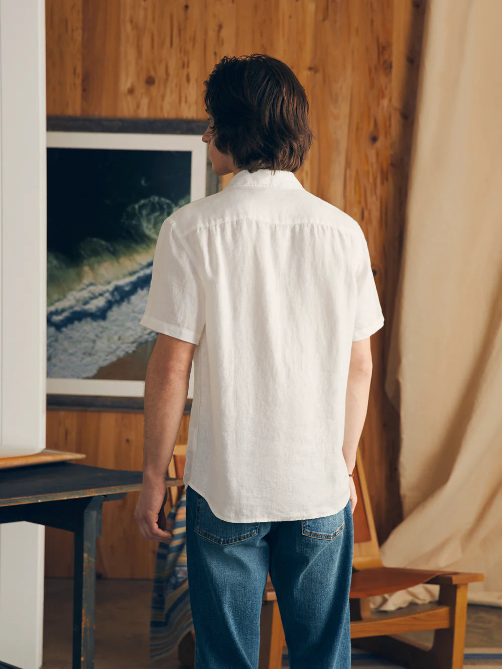 Short-Sleeve Palma Linen Shirt-WHITE