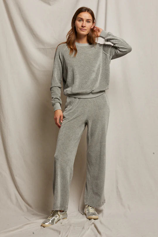 stella velour crewneck sweatshirt heather grey