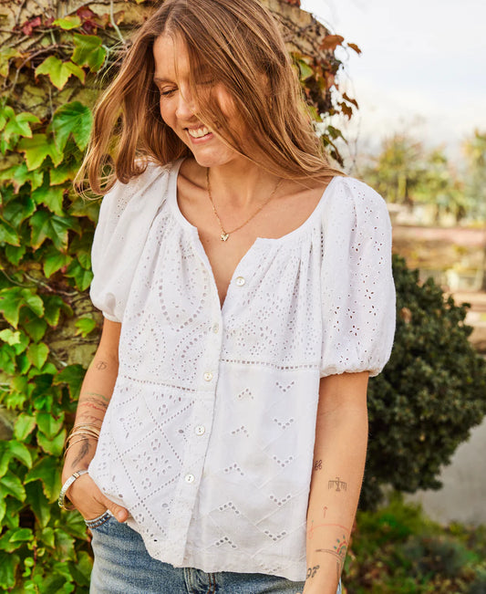 Carmel Eyelet Top- White