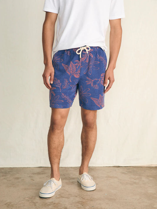 Cabana Towel Terry Sweatshort- Twilight Coral Floral