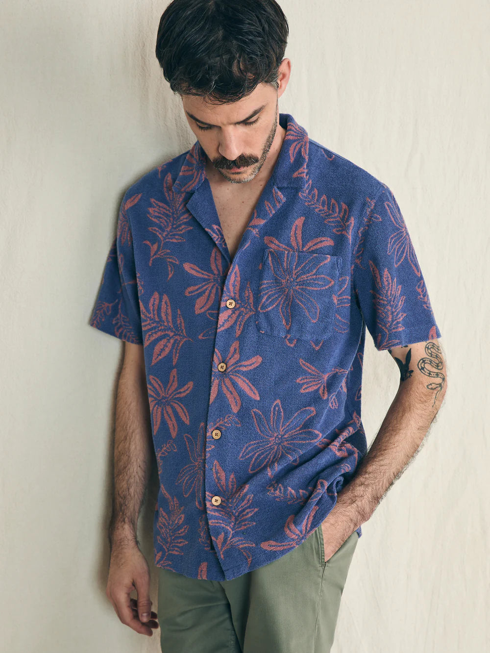 Short-Sleeve Cabana Towel Terry Shirt