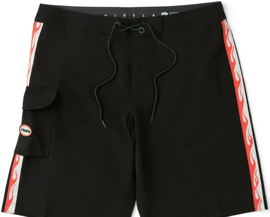 Vissla Long Sets 21" Boardshort Black w/flames