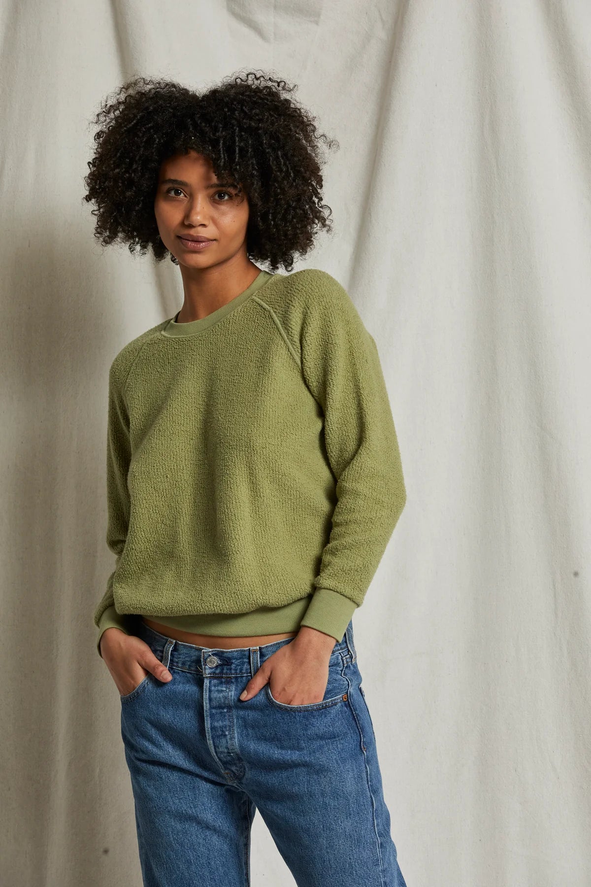 Ziggy inside out cotton fleece shrunken crew
