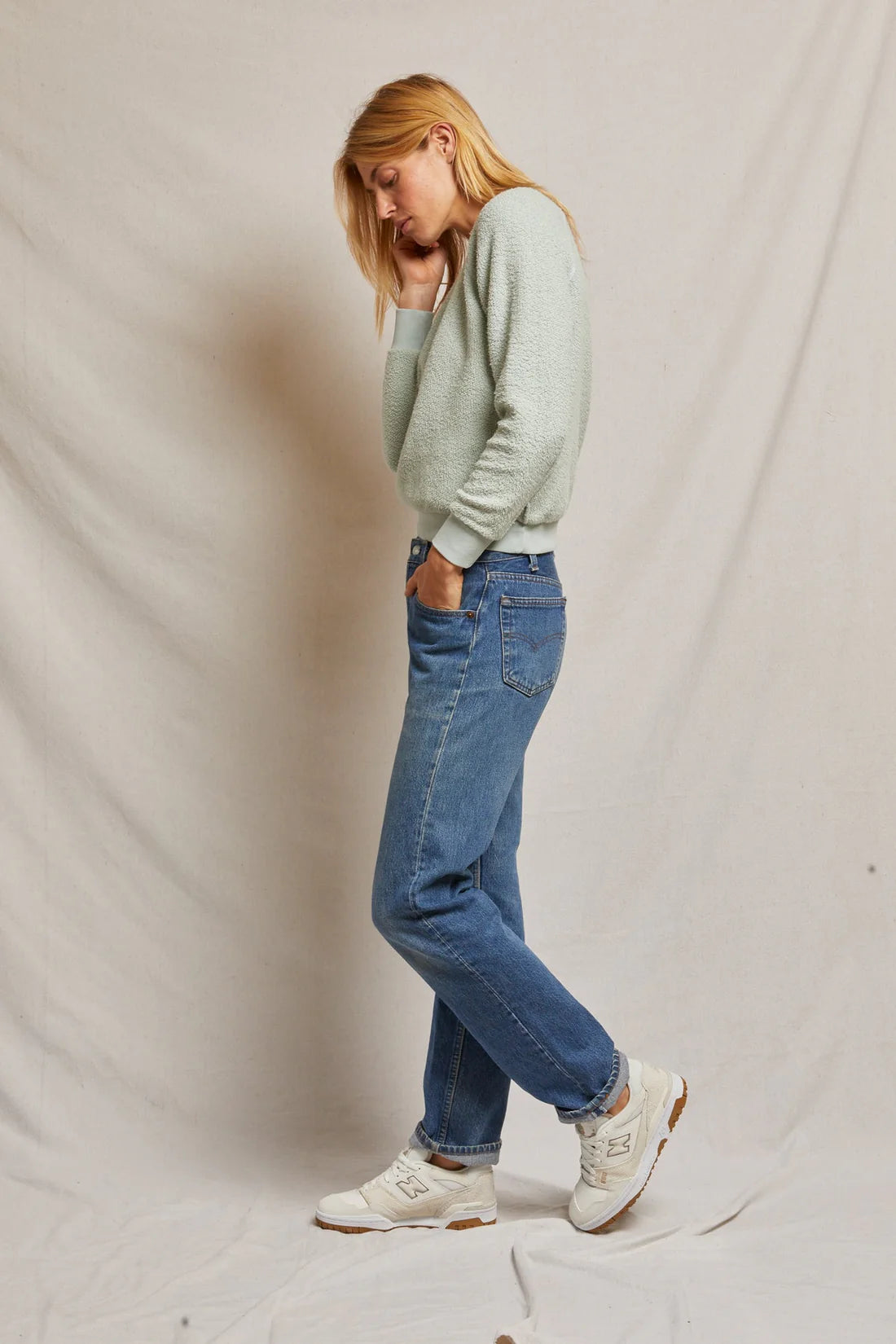 Ziggy inside out cotton fleece shrunken crew