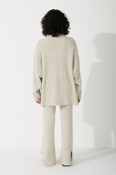 MERINO WOOL BLEND KNIT PANT - GREY MARLE