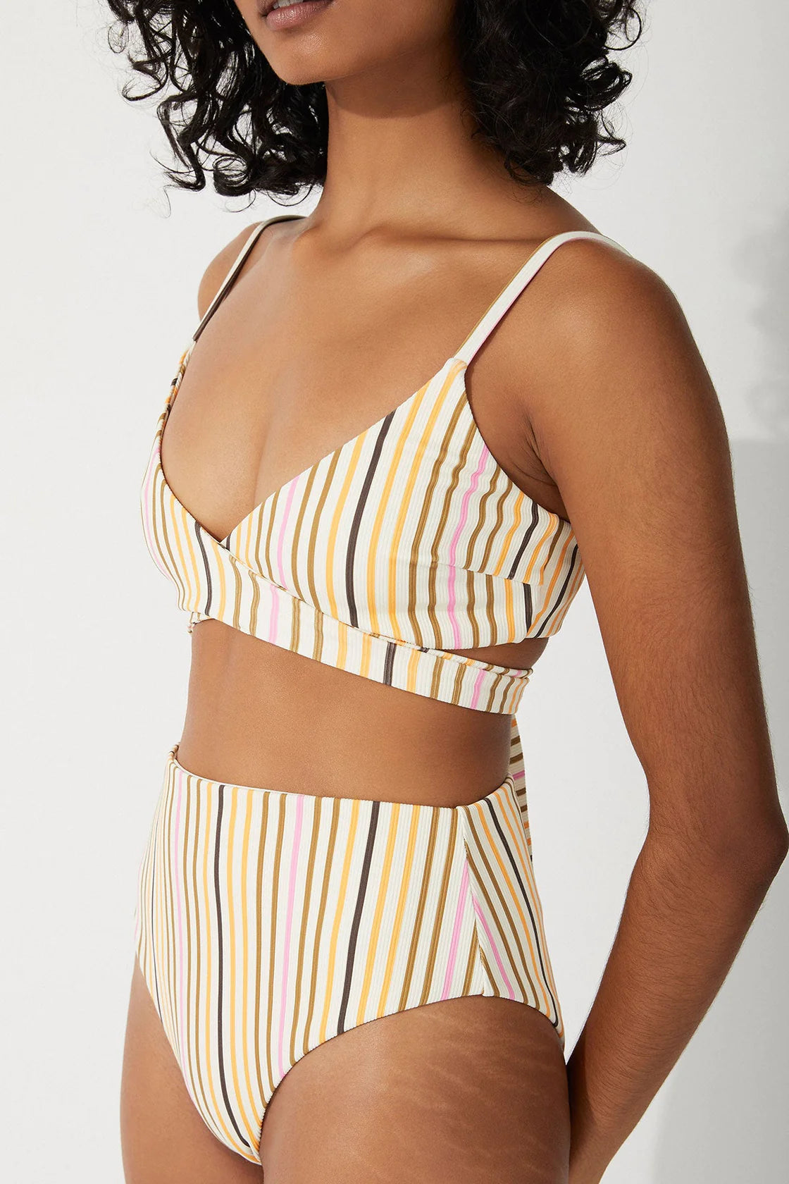 MANDARIN STRIPE WRAP BRALETTE