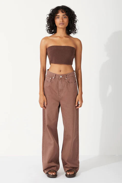 CHOCOLATE RECYCLED COTTON STRAIGHT LEG JEAN