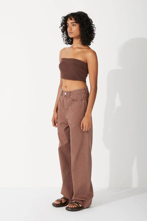 CHOCOLATE RECYCLED COTTON STRAIGHT LEG JEAN