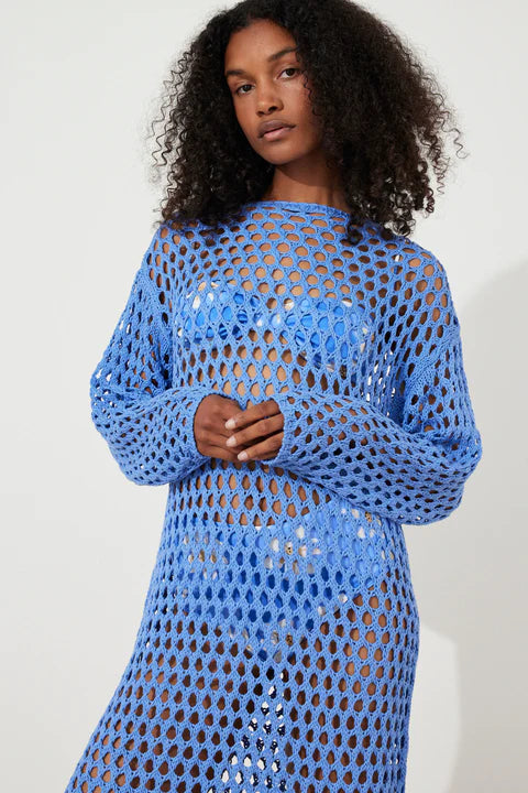 SKY CROCHET KNIT DRESS