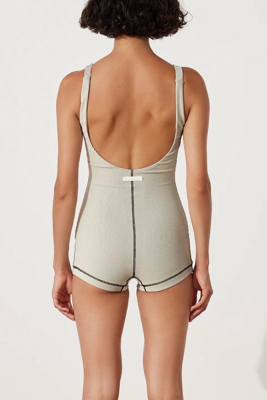 STRIPE RIB BODYSUIT - COCONUT